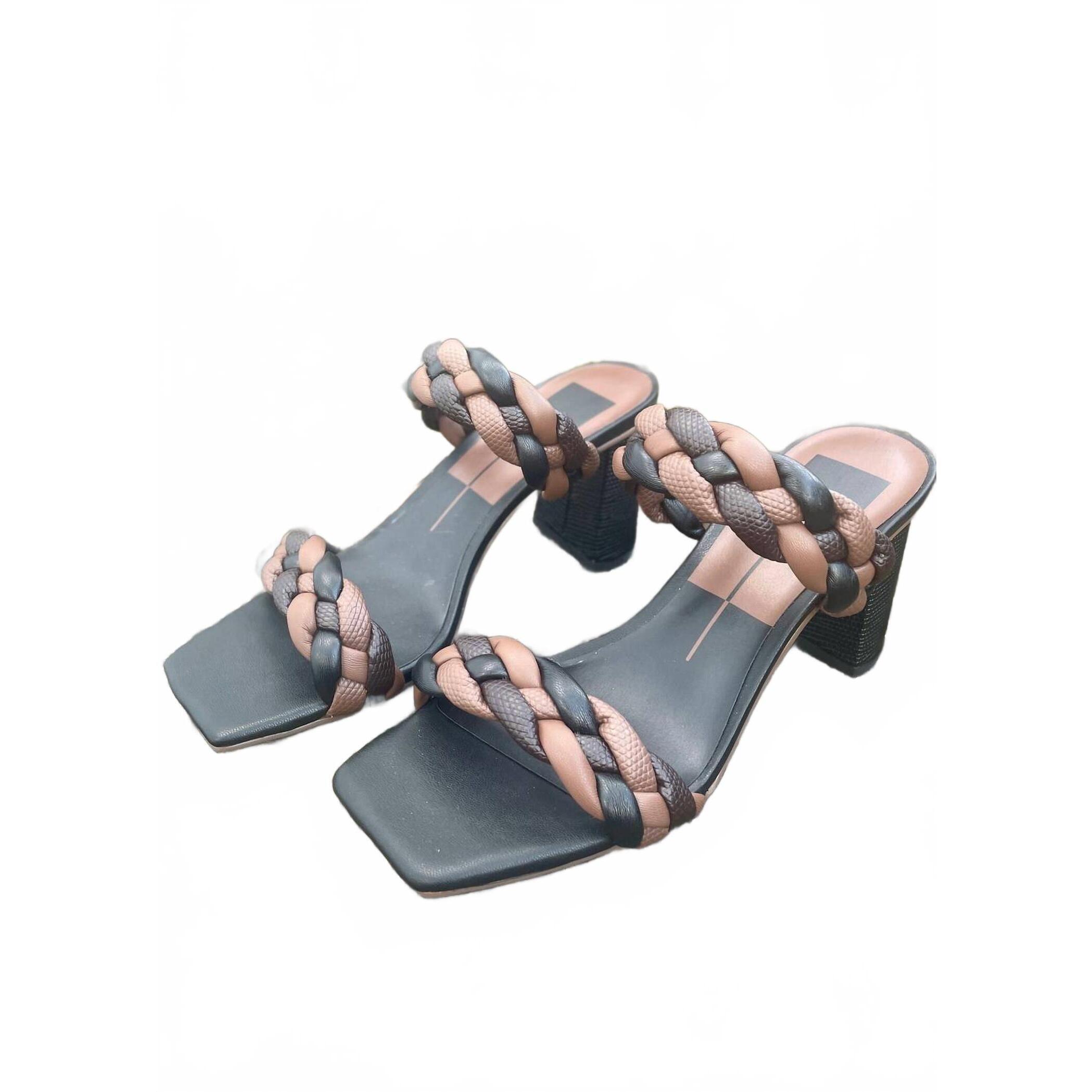 New Dolce Vita Women's Pailey Braided Block Heel Sandal In Black/ Brown